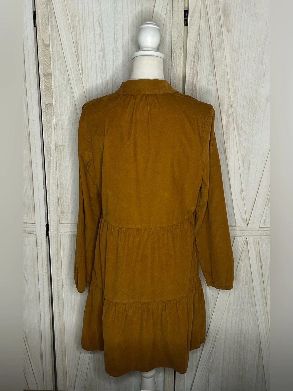 J. Crew NWT Camel Corduroy Tiered Long Sleeve Dress Sz 8 Cottagecore Western